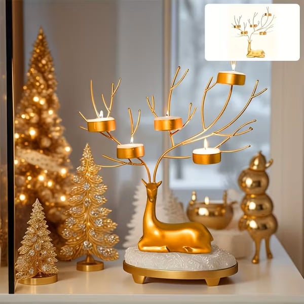Christmas Reindeer Candle Holder Centerpiece