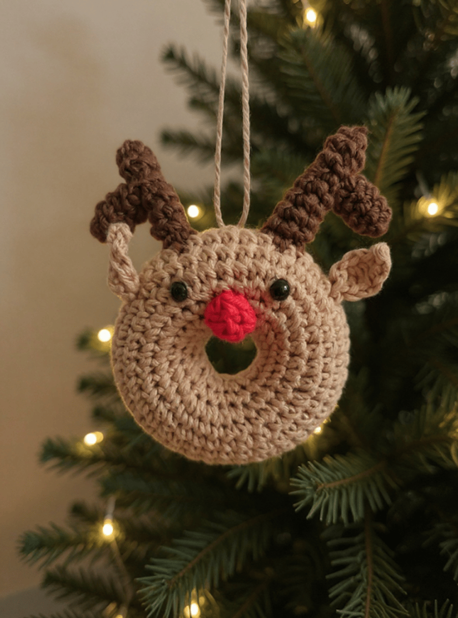 Crochet Christmas Reindeer Bauble Crochet Christmas Car Ornament Christmas Gif