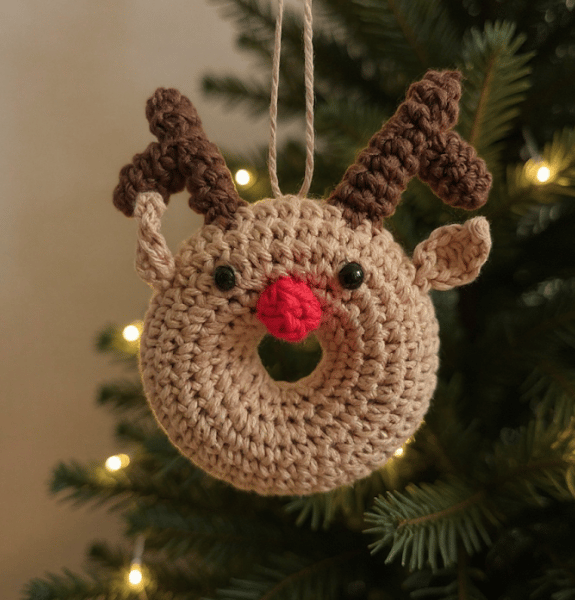 Crochet Christmas Reindeer Bauble Crochet Christmas Car Ornament Christmas Gif