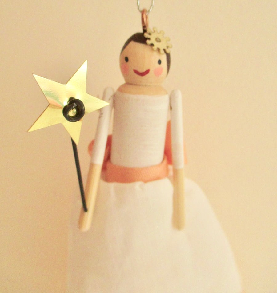 Vintage Fabric wooden Fairy Decoration