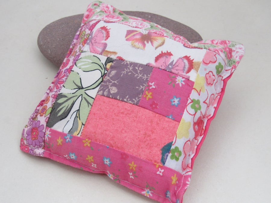 Handmade Pink Cotton Patchwork Pincushion