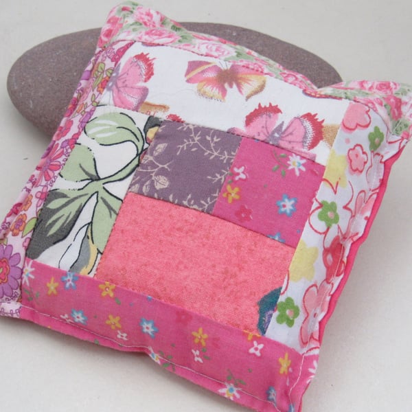 Handmade Pink Cotton Patchwork Pincushion