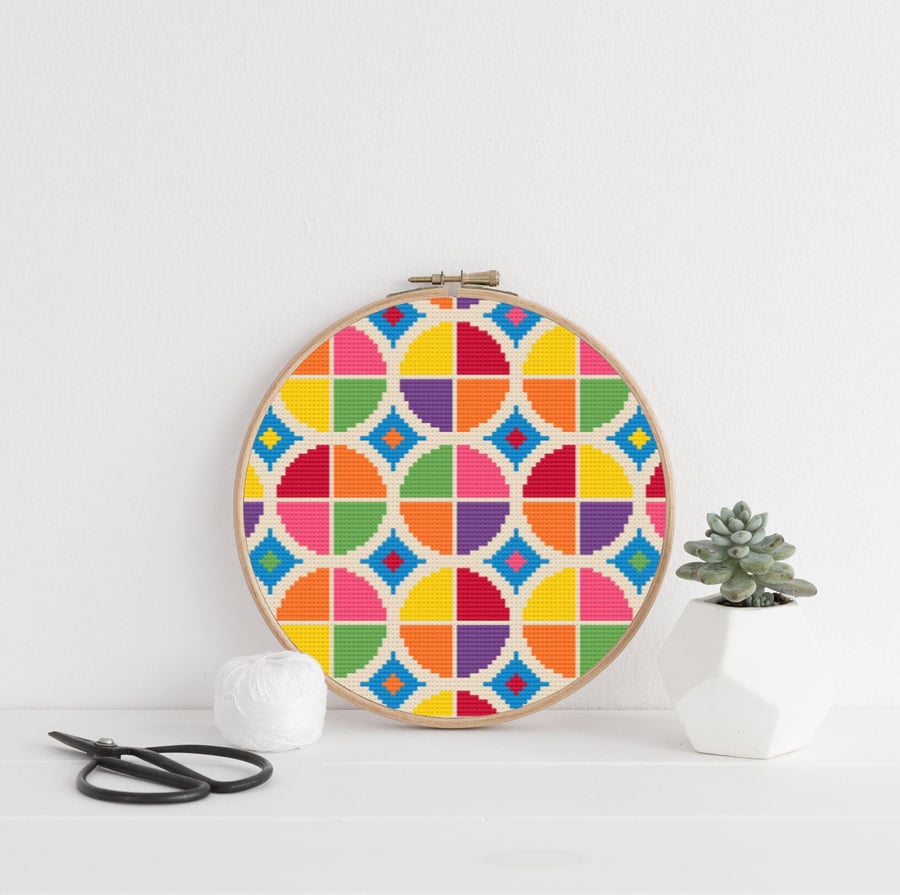 Gumball Cross Stitch Chart: Retro Bubbly Design (PDF Download)