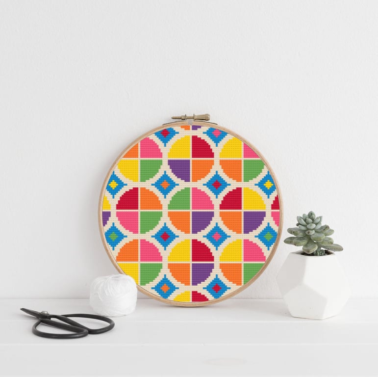 Gumball Cross Stitch Chart: Retro Bubbly Design (PDF Download)