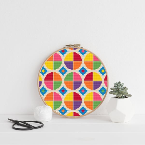 Gumball Cross Stitch Chart: Retro Bubbly Design (PDF Download)