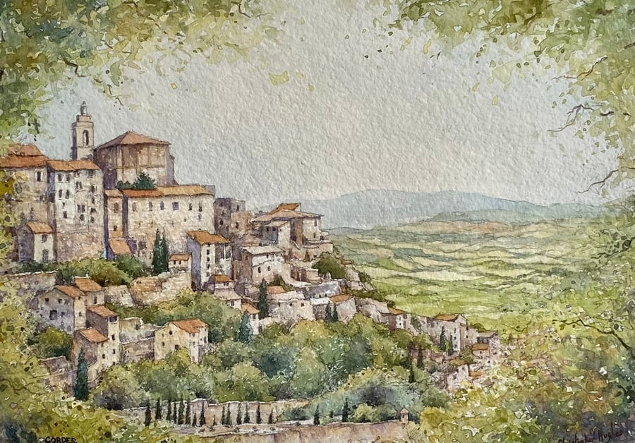 Gordes . Provence. Framed Original Watercolour 