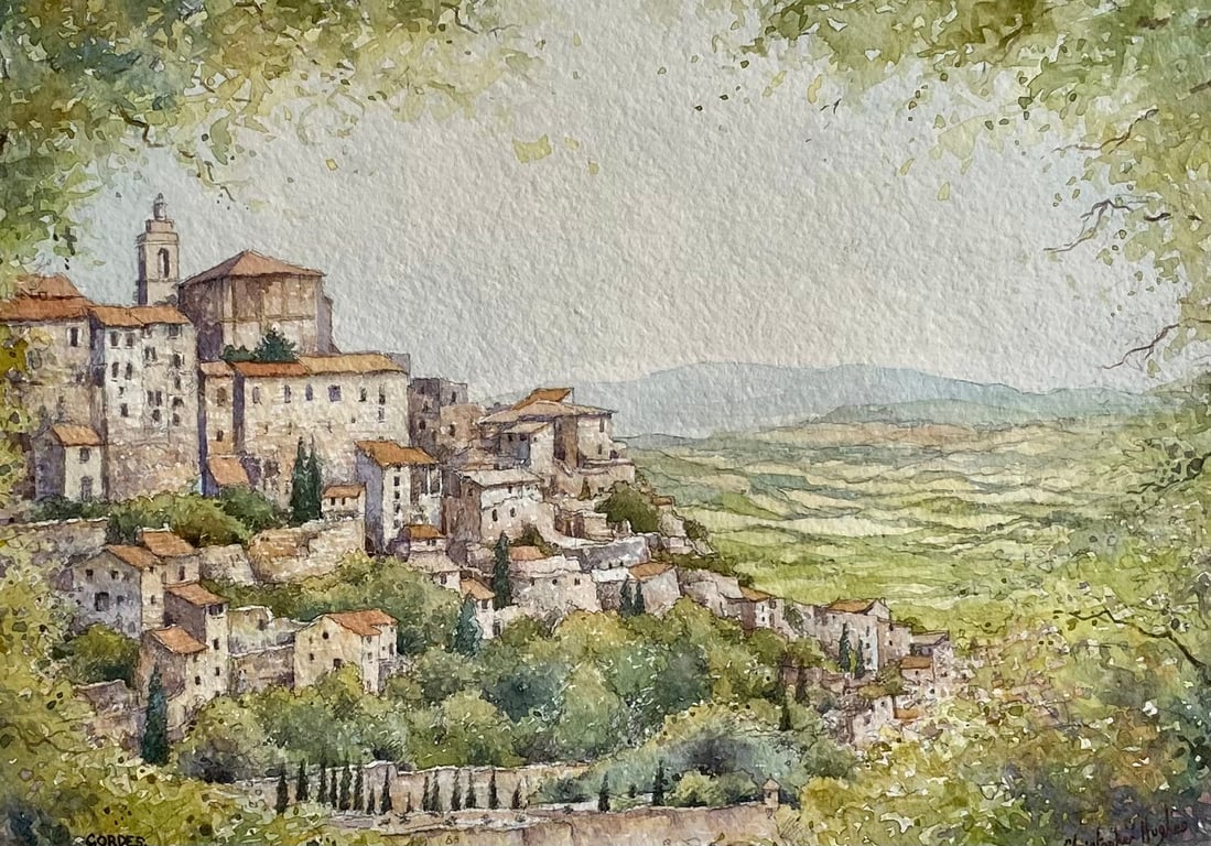 Gordes . Provence. Framed Original Watercolour 