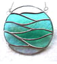 Making Waves Teal Stained Glass Suncatcher Handmade Ring Sea - Image 7