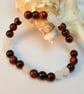 Red Tiger's Eye And Frosted White Jade Bracelet - Handmade In Devon. - Image 4