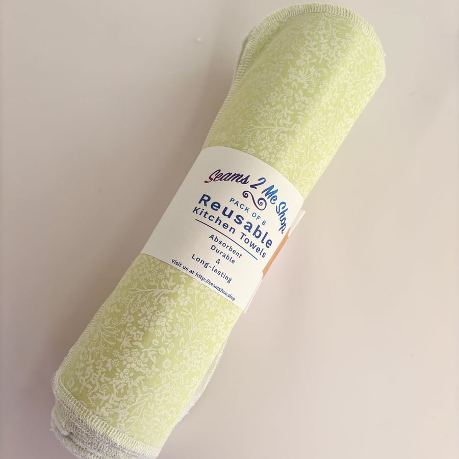 Eco-Friendly Bamboo Kitchen Towels - Ditsy Floral - Pack Of 8