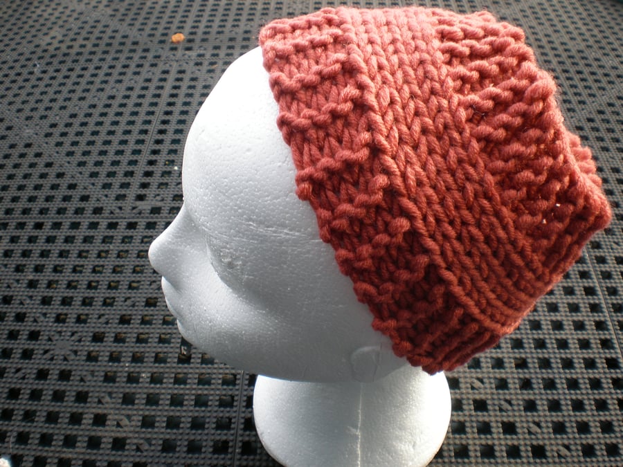 red hand knitted ear warmer(053)