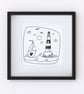 Breezy Day Lighthouse, line illustration, Giclee print - Image 1