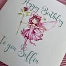 Happy Birthday Pink Fairy Card – Personalised