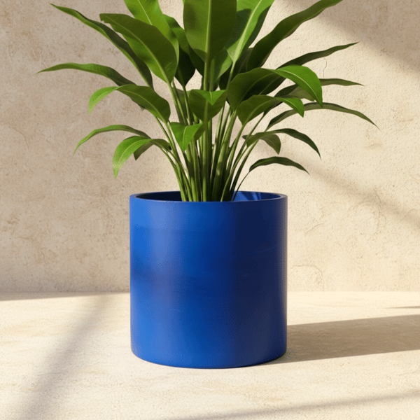 Large Statement 19 cm Round Blue Indoor Plant Pot Houseplant Planter