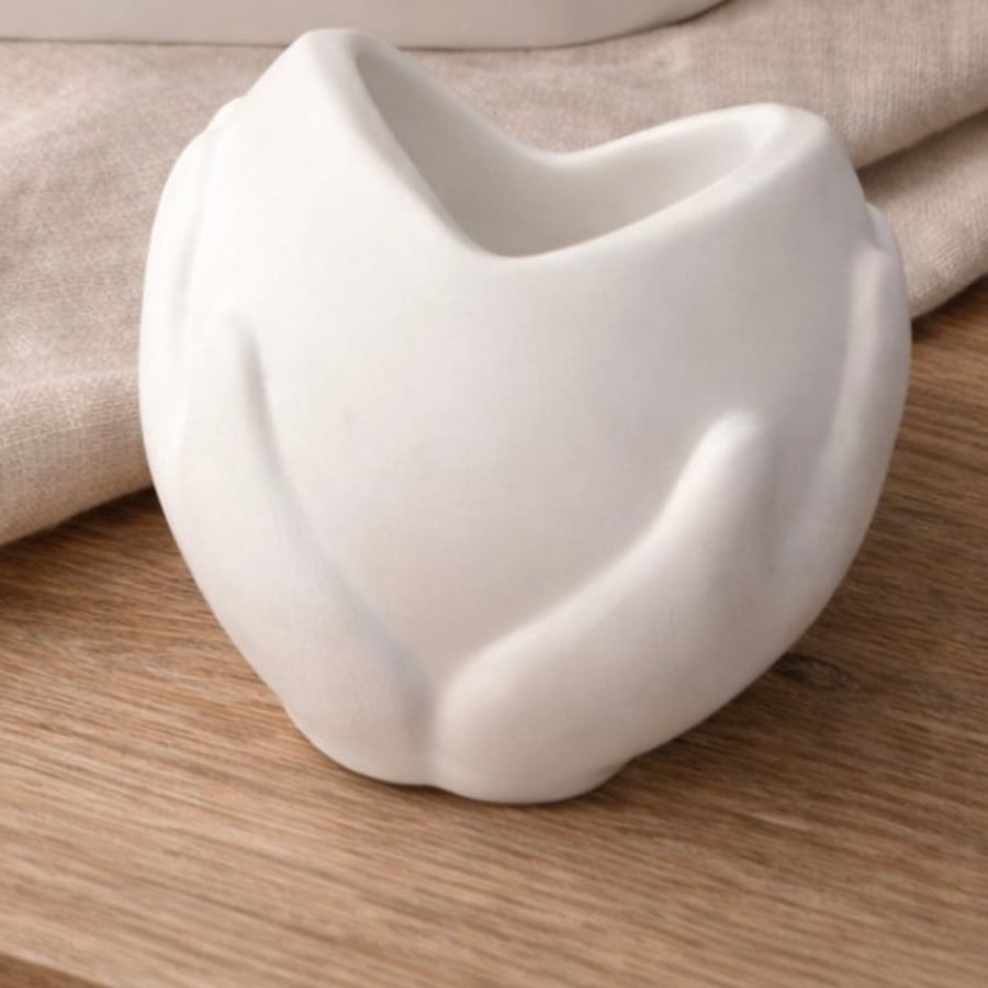 Open Hand Sculpture Vessel – Handmade Modern White Resin Decor