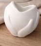 Open Hand Sculpture Vessel – Handmade Modern White Resin Decor - Image 1