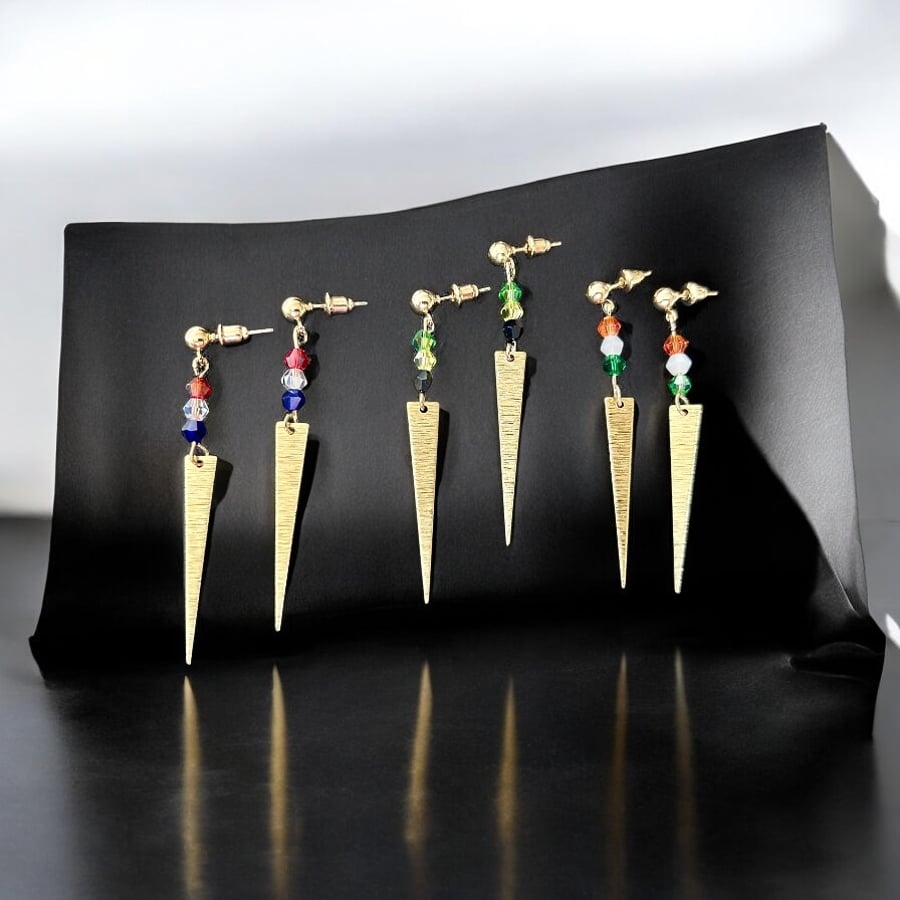 Flag Coloured Earrings - Gold Plated - FREEPOST - Beautiful Gift