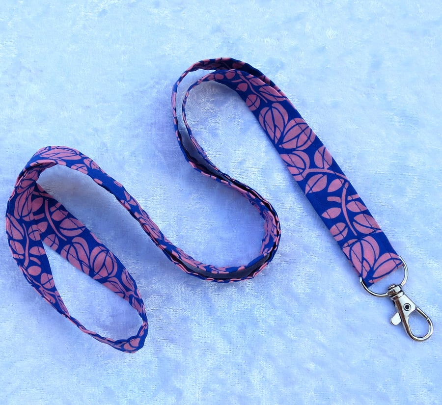 Liberty Tana Lawn lanyard, with swivel clip, floral, organic lawn