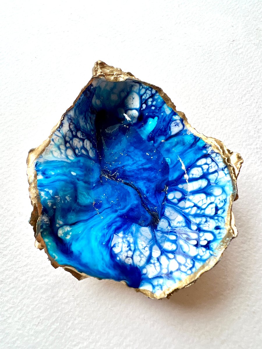 Hand painted Dorset Oyster Shell Jewellery Trinket dish. 