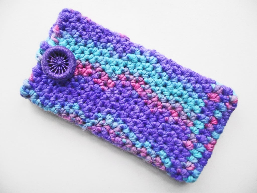 Glasses Pouch, Purse, Case or Bag, Crocheted from Handspun Organic Wool & Silk 