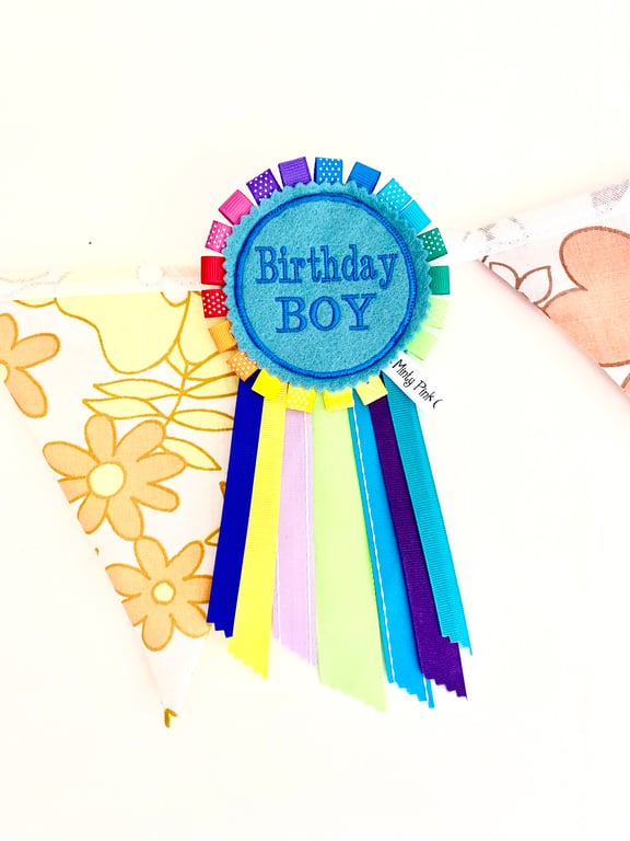 Birthday Boy Badge Birthday Luxury Ribbon Rainbow Badge Rosette 