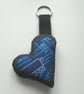 applique embroidered heart keyring key fob hanging decoration ROBOT - Image 2