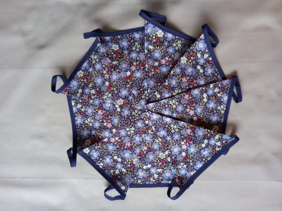 Blue Floral Rock Rose  Double Sided Bunting  Seconds Sunday