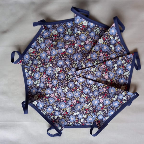 Blue Floral Rock Rose  Double Sided Bunting  Seconds Sunday
