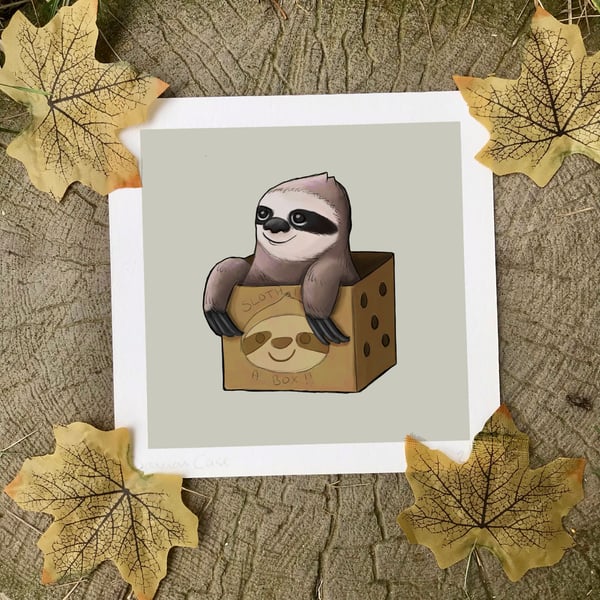 Sloth In A Box Art Print