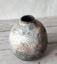 Hand Built 'Calm' Clay Globe Bud Vase, Hand Painted Smoke Fired Style Vessel - Image 6
