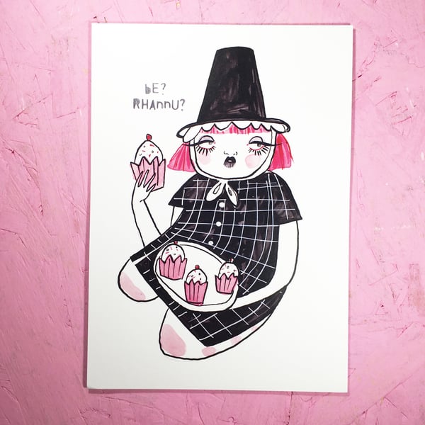 Be, rhannu?- Welsh Lady Poster Print available in Small or Large