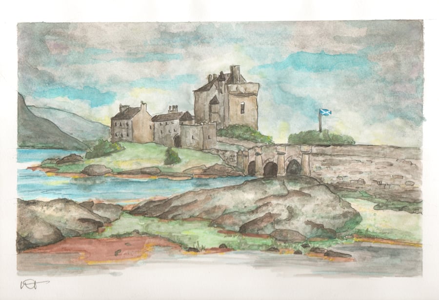 Eilean Donan Castle watercolour Limited edition A4 signed Giglee Print