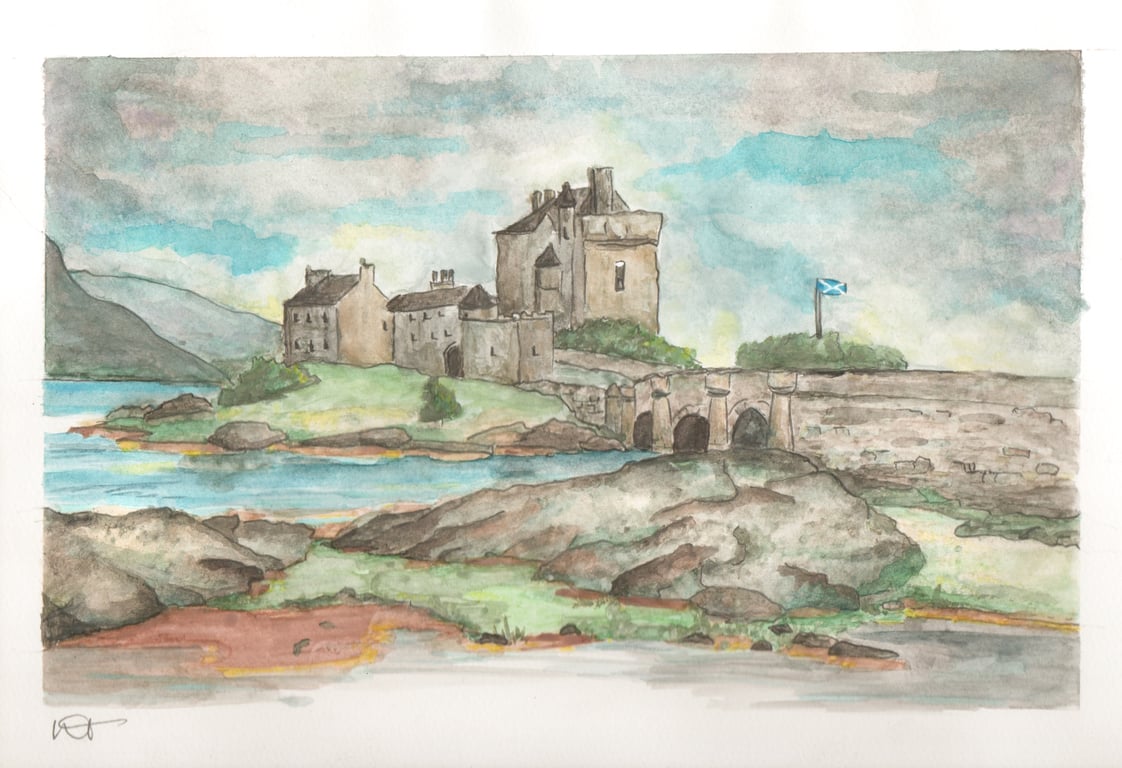 Eilean Donan Castle watercolour Limited edition A4 signed Giglee Print