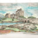 Eilean Donan Castle watercolour Limited edition A4 signed Giglee Print