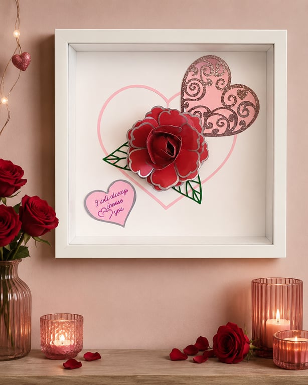 Hearts and Rose Picture. Handmade and Unique. A Lovely Gift For Someone Special