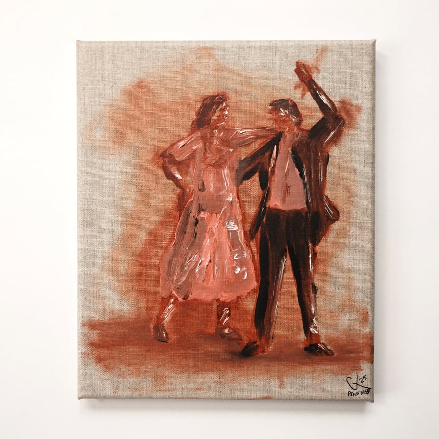 'Pink Dress' an original oil painting on canvas 12x10inch (30x26cm).