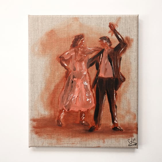 'Pink Dress' an original oil painting on canvas 12x10inch (30x26cm).