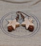 Cream howlite star and goldstone bead earrings with copper ear wires - Image 1