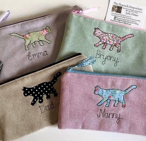Personalised Cat Pencil Case in Choice of Fabric - Cat lover gift