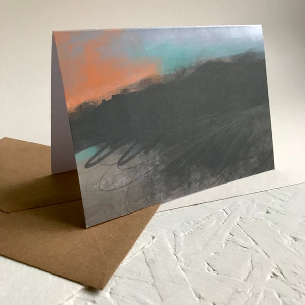 Moorland Sunset - Peak District landscape art greeting card