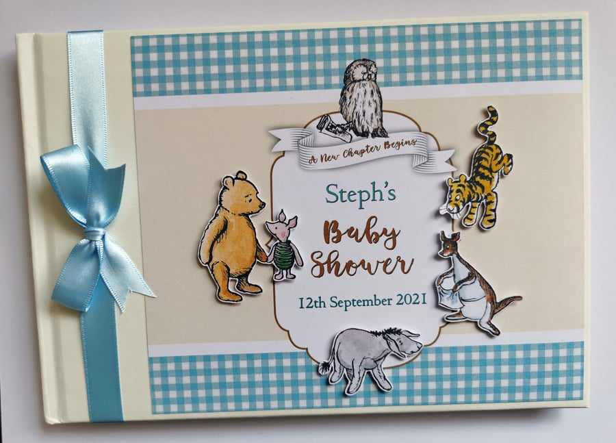 Classic Winnie the Pooh boy baby shower guest Book, Winnie birthday book