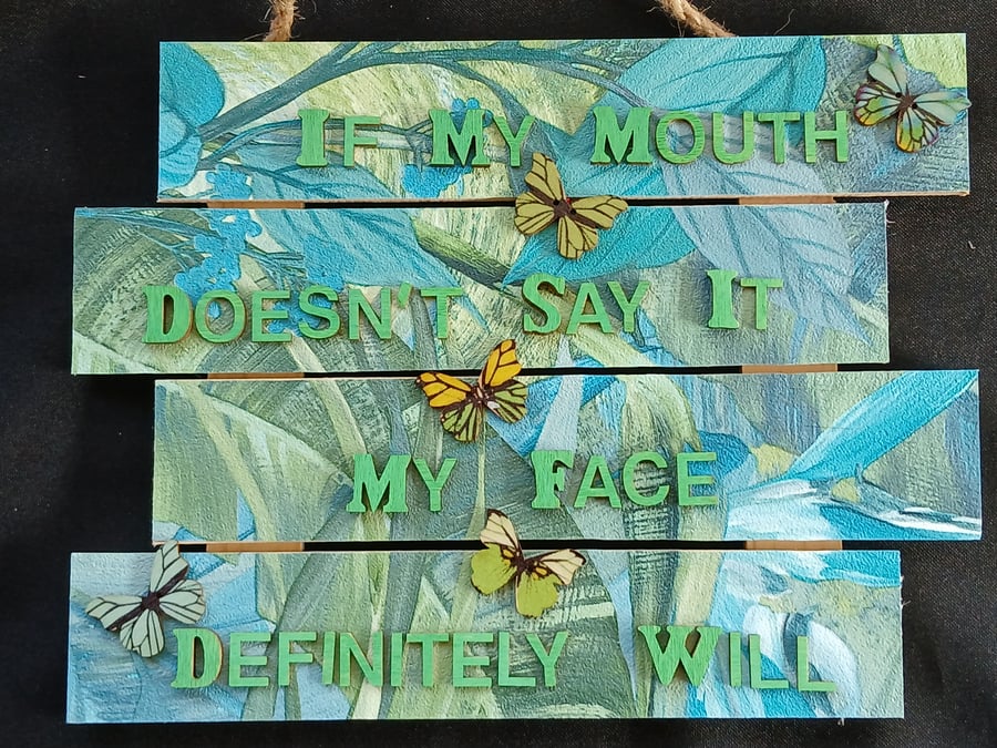 Hand decorated hanging wooden sign 