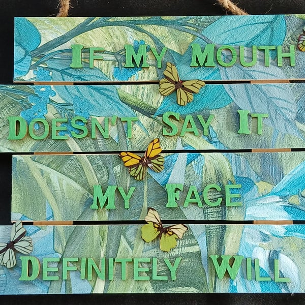 Hand decorated hanging wooden sign 
