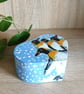 Trinket box love heart shaped, handpainted with penguins.   - Image 3