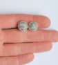 Sterling silver and fordite stud earrings - Image 3