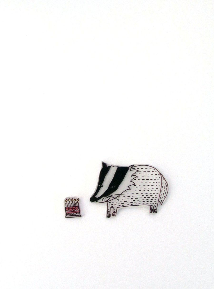 Bob the Badger and Birthday cake - handmade birthday card