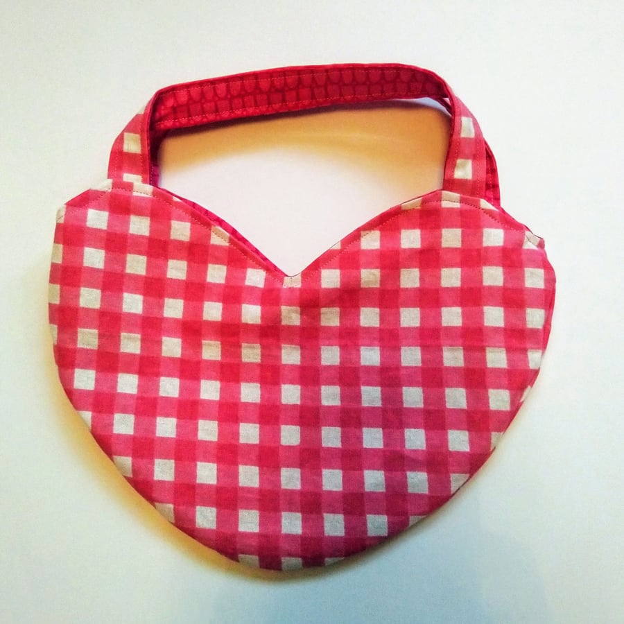 Heart Shaped Reversible Gift Bag with Pink Patterns