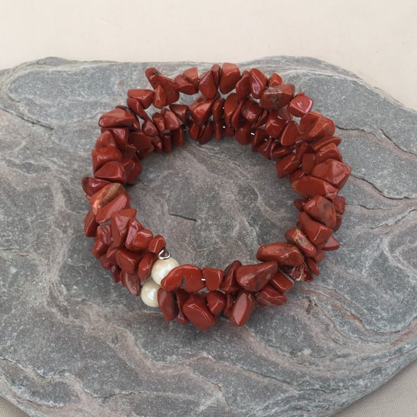 Red Jasper Memory Wire Bracelet