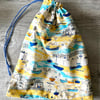 Fully Lined Coastal Seaside Drawstring Gift or Storage Bag