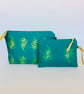 Fern Print Linen Zip-Up Pouch; Makeup Bag; Hand printed Purse  - Image 6